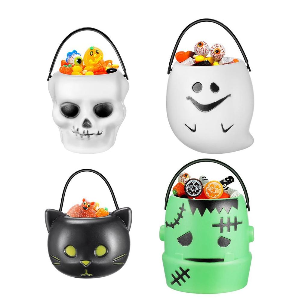 Halloween Trick Or Candy Rack Candy Can With Handle Children's Snack Bucket Halloween Decoration