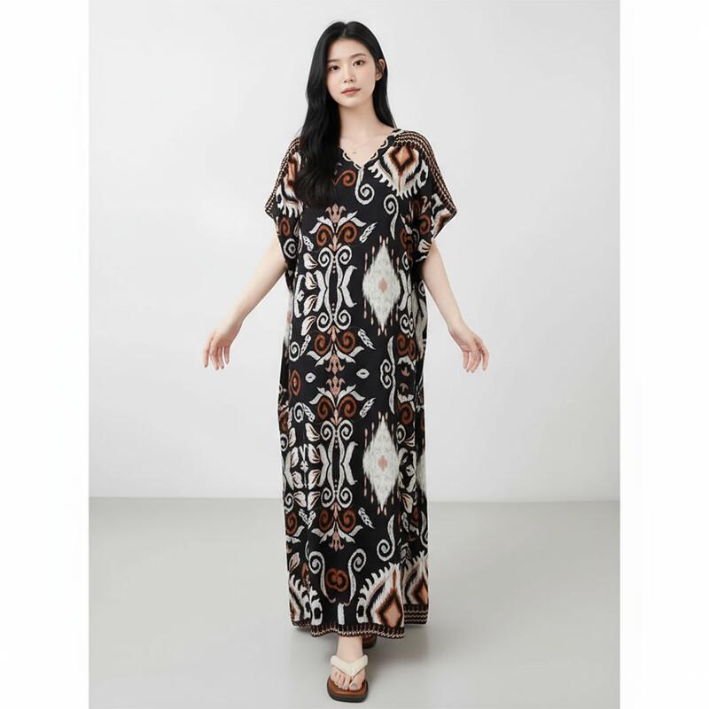 Women s Retro Floral Print Summer Dress M