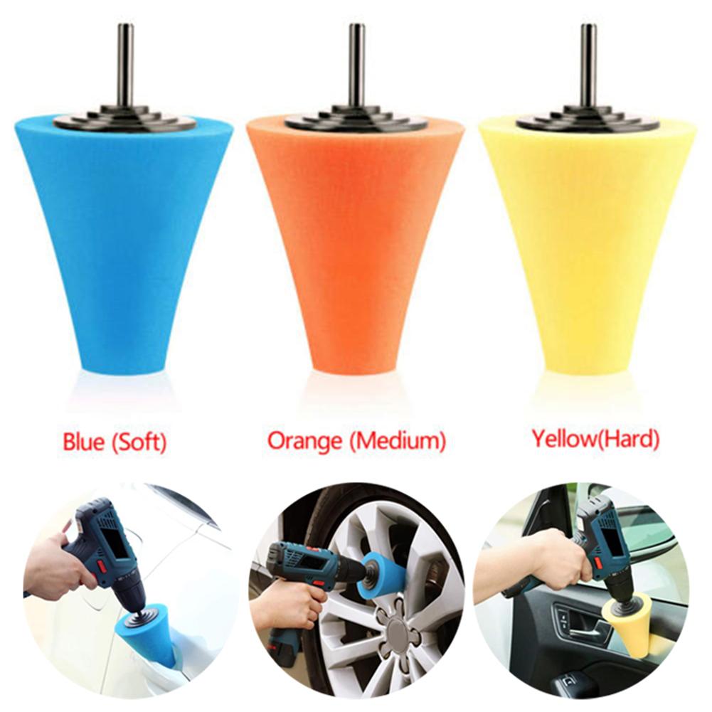 3pcs Hub Throwing Disc Drill Polishing Sponge Pads Conical Design Drill Polishing Polishing Wheel Sponge Wheel