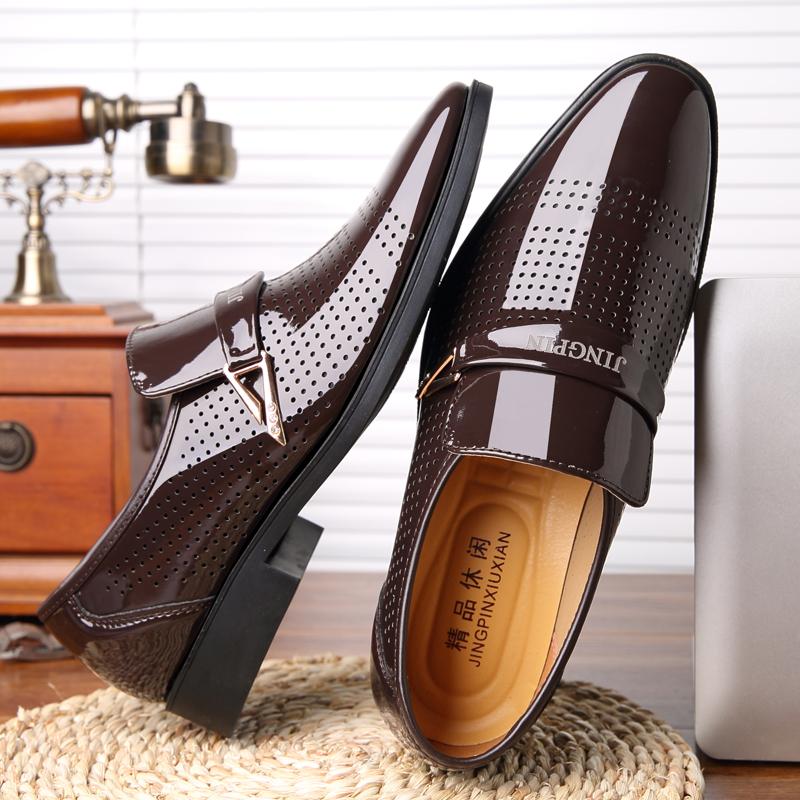 Dziura Skórzane Męskie Oksfordzie Zasznurować Casual Business Office Proste Męskie Formalne Buty Ślubne Męskie Buty Ubierają