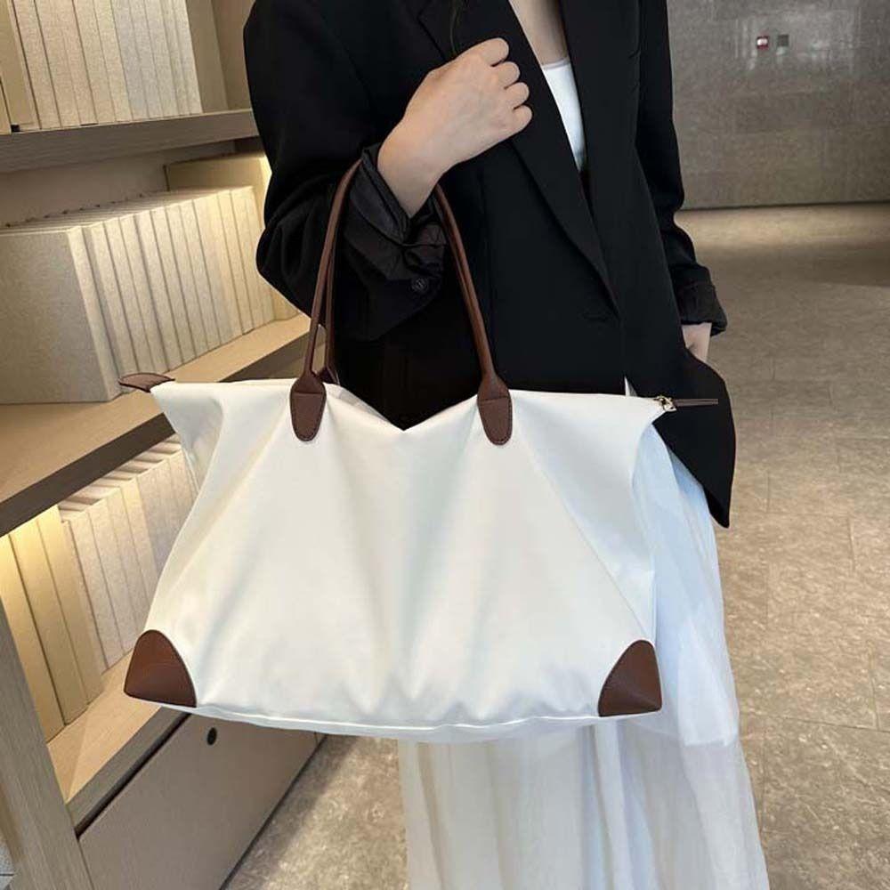 Solid Color Oxford Tote Bag Waterproof Simple Underarm Bag Fashion Nylon Shoulder Bag  Streetwear