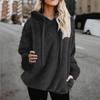 Women's Fashionable Warm Fleece Solid Color Hoodie Zipper Pocket Casual Sweatshirts