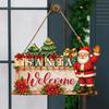Christmas Door Hanging Wooden Christmas American Welcome Doorplate Wreath Pendant Hanging Decoration Sign Wall Decoration