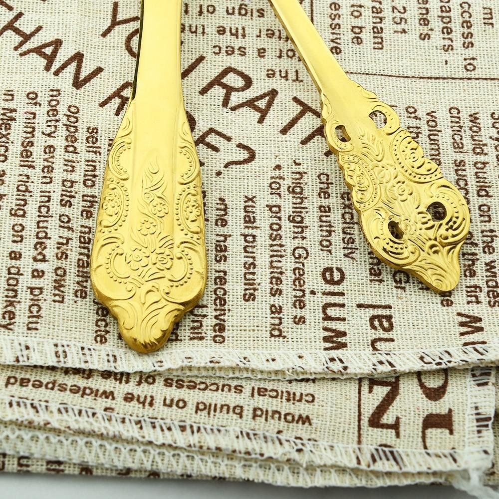 Goldenes Luxus-Geschirr-Set, Vintage-Western-Besteck, vergoldetes 304-Besteck, Edelstahl, Messer-Gabel-Set, Küchengeschirr