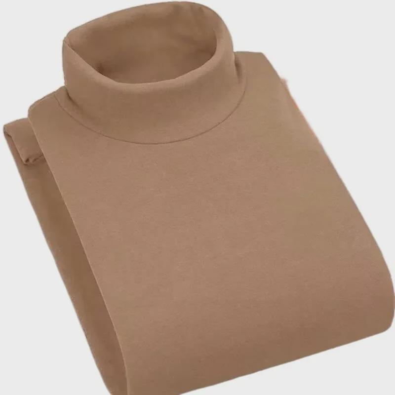 Men's Double-Faced German Velvet Long-Sleeve T-Shirt with Half-High Collar for Autumn and Winter.