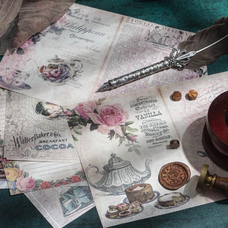30pcs Vintage Large size Decorative paper Diy Diary Album Scrapbooking Background paper handmade Craft Supplies Collage material