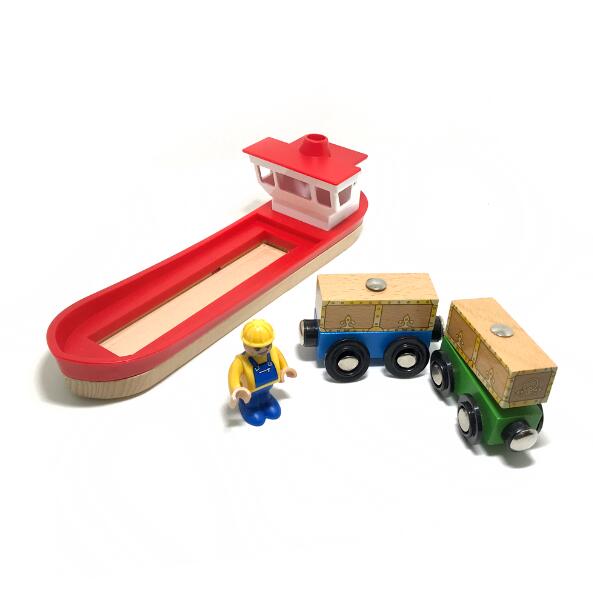 Wooden Dock Loading Crane Cargo Ship Scene Compatible With Train Children Track Series Toy Accessories PD81