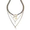 Geometric Alloy Multilayer Necklace For Women With Pendant And Locking Chain
