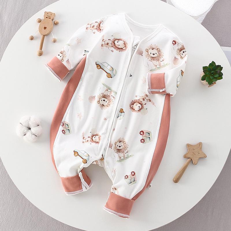 Spring Cotton Baby Sleeping Bag Pajamas: Long Sleeve Split Leg with Zipper