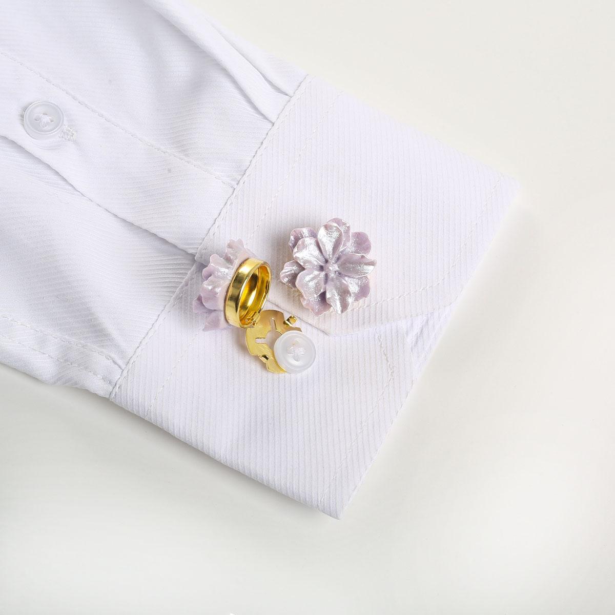 

2 шт./компл. Цветы запонки пуговицы крышка на рубашку милый элегантный гардения пуговицы зажим подходит для смокинга рубашка украшение одежды светло-фиолетовый
