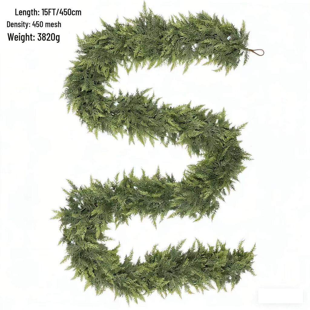 International Bestseller: Christmas Pine Needle Wreath with Realistic Norfolk Pine Branch Vine