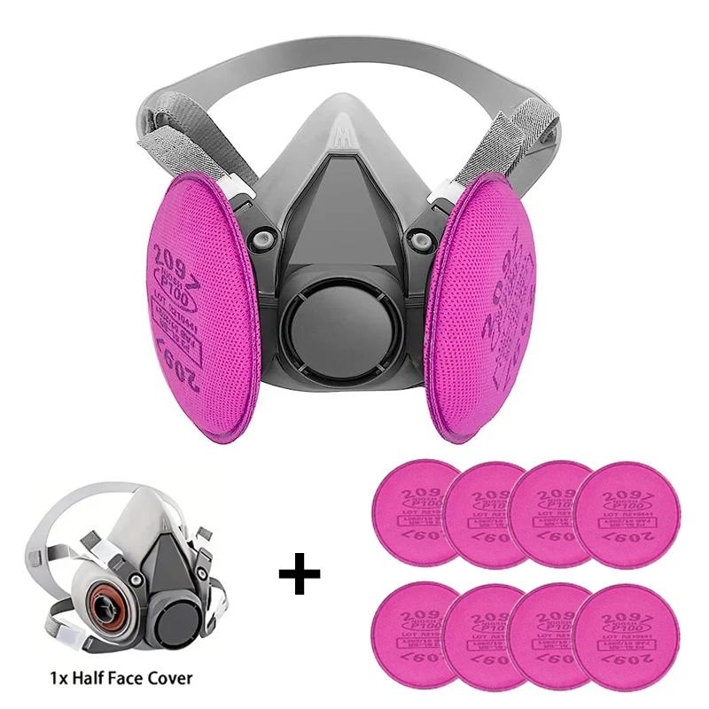 Reusable 6200 Respirator Gas Mask Half Face with 2097 Filter Goggles Sets for Epoxy Dust Paint Organic Vapor Welding Grinding