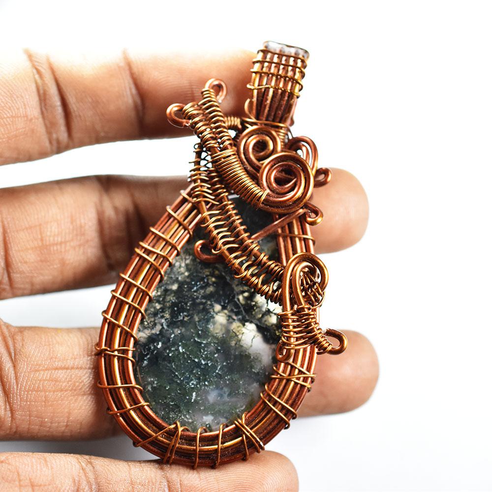 75 ct Natural Jasper Oval Cut Copper Wrapped Pendant Gemstone Jewelry Gift