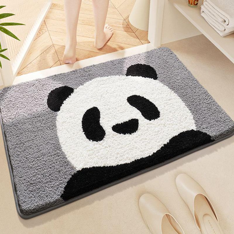 Tappetino per Pavimento Bagno Imitazione Cashmere Cartone Animato Panda Rosso Tappetino Morbido Assorbi Umidità per Gabinetto Tappetino Antiscivolo per Bagno di Casa