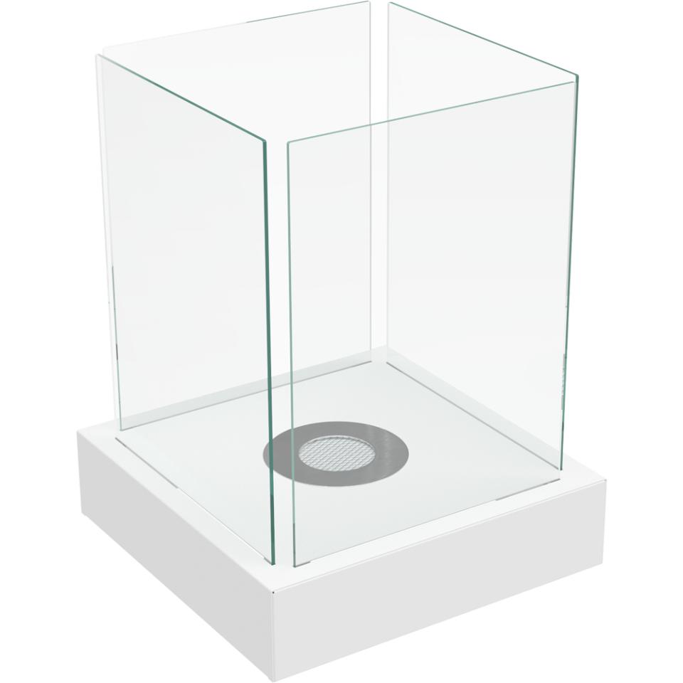 Bioethanol-Tischkamin TANGO4 TÜV weiß mit Dekosteinen