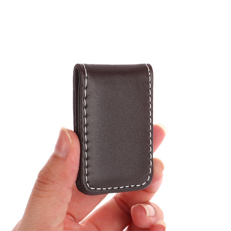 1Pc Money Clip Wallet Slim Men Women Vintage Strong Magnet Money Clip Cow Pu Leather Pocket Clamp Credit Card Cash Wallet