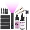 Kit Professionnel de Extension de Cheveux UV pour Coiffeur Colle UV Transparente 30g Remover 30ml Lampe UV à Durcissement Rapide pour Extensions de Cheveux, Perruques, Extensions de Cils
