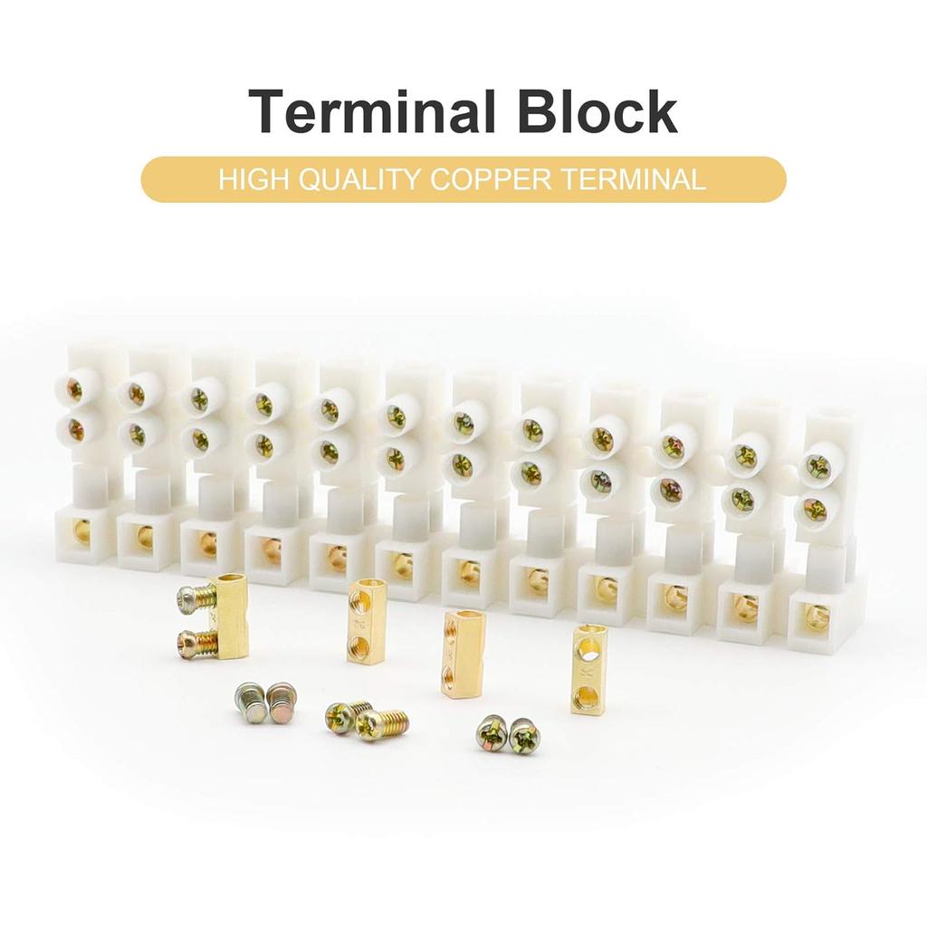 1pcs U H Type 12 Position Plastic Barrier Terminal Strip Block Barrier Screw Block Connection Strips for Electrical Wiring 3A10A