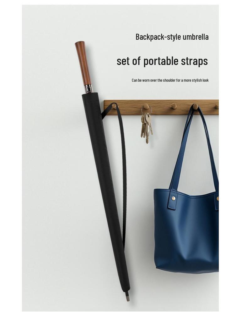 Extra Large Solid Wood Golf Umbrella with Automatic Long Handle—Customizable Logo