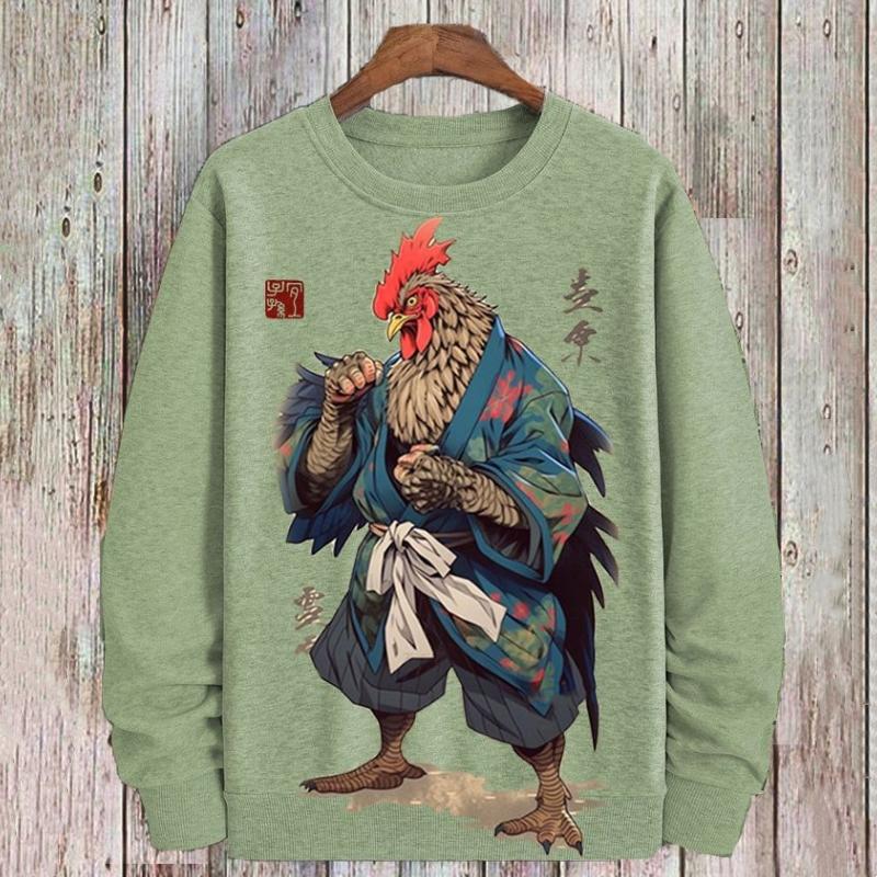 

Винтажные толстовки для мужчин с длинным рукавом футболка с 3D-принтом курица кунг-фу толстовки пуловер большой размер толстовка мужская одежда топы 5XL