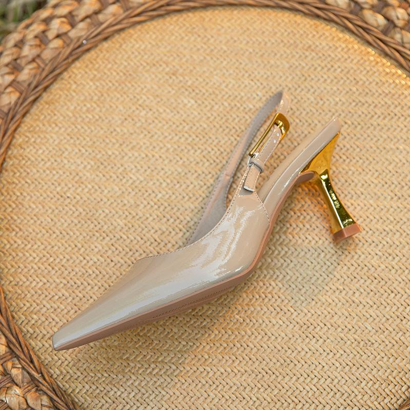 

Остроносые туфли-лодочки на тонком высоком каблуке для женщин, с ремешком-пряжкой с кристаллами, темпераментные, с закрытым носком, сандалии, весна-лето, универсальные 39 абрикосовый