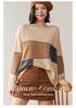 Women's Cashmere Color Block Knit Sweater, Autumn & Winter Half-High Neck, Warm & Gentle Style