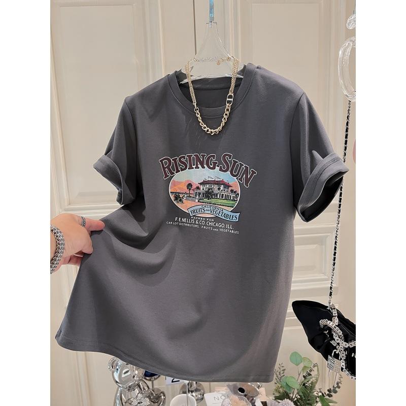 

Большая версия футболки с коротким рукавом из чистого хлопка для женщин Летом Новая Женская футболка большого размера, скрывающая живот, Свободная XXXL