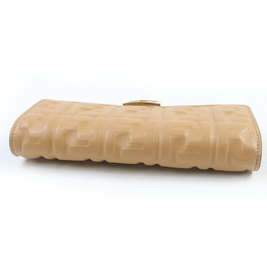 FENDI Purse FFMetal Baguette Continental Leather Long Wallet with 3D FF 8M0251 Used