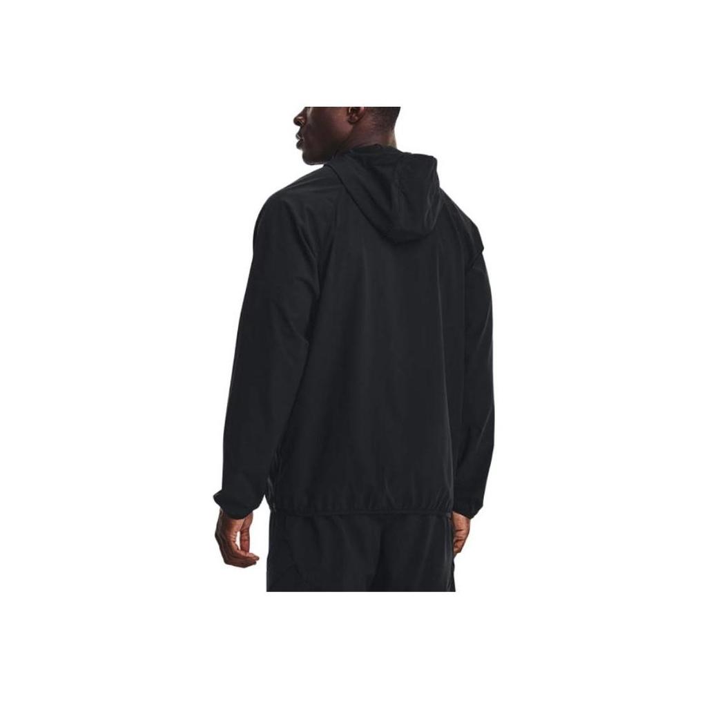 Under Armour Solid Color Zip-Up Hooded Casual Quick-Dry Waterproof Breathable Woven Jacket Men Black 1377425-001