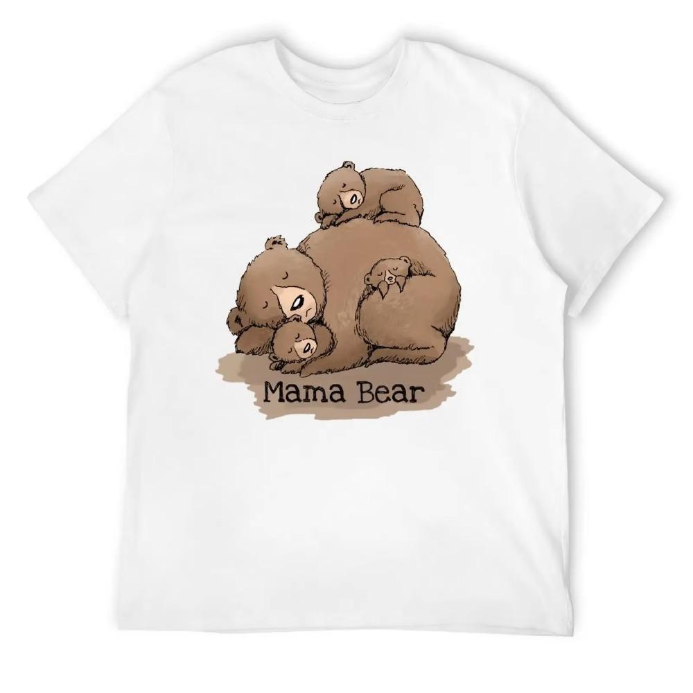 Harajuku Mother's Day Mama Bear WOmen's Ringer Unisex T-shirt  Motion T-shirts Vintage Cool Leisure Eur Size