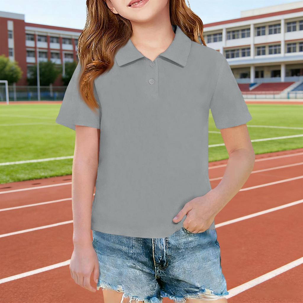 Short Sleeve Polo Shirt for Girls Classic Collar Design Breathable Lightweight Fabric Suitable for Daily Wear School Uniforms Outdoor Activities