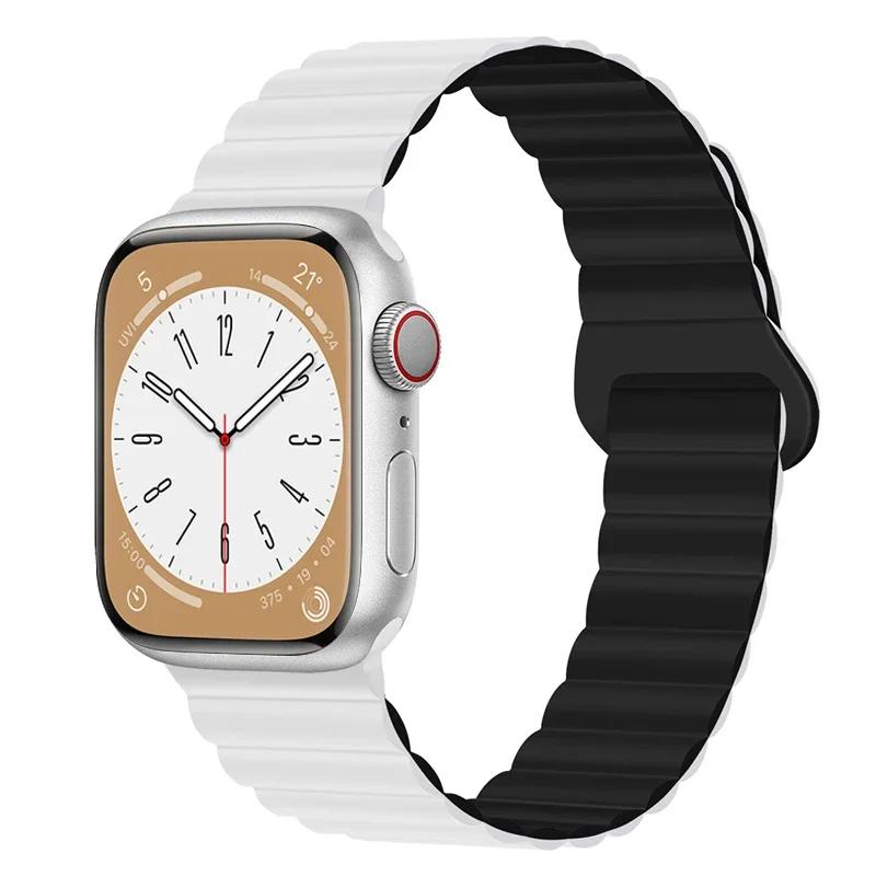 Magnetic Loop For Apple Watch Band 44mm Ultra 49mm 40mm 45-41mm Silicone Bracelet iWatch 10 9 8 7 6 5 SE For Correa Apple Watch