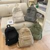 Schoolbag Solid Color Corduroy Backpack Bag Women's New 1011 Fashion Simple Small Backpack Casual Student Going Out Schoolbag