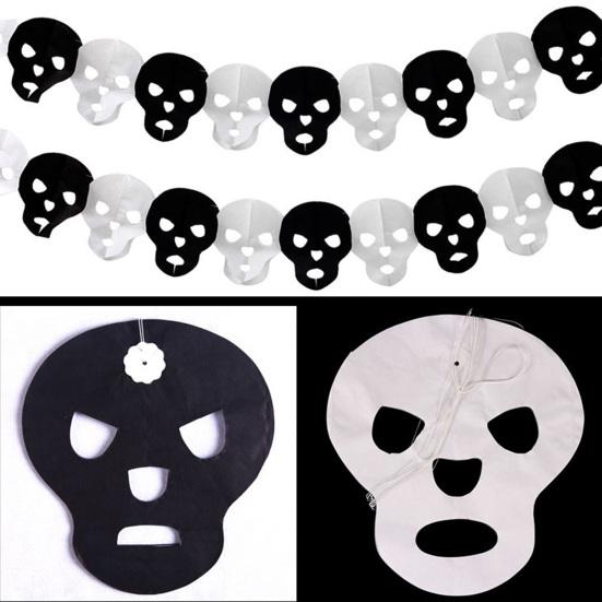 Indoor Party Supplies 5 Pcs 10FT Halloween Banner, Spooky Spider Bat Skull Ghost Seasonal Banner Pumpkin Hanging Bunting Garland for Party,