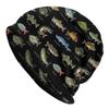 Bonnet Tricoté pour Homme Espèces de Poissons d'Eau Douce Design de Pêche Coloré avec Achigan à Grande Bouche Doré Doré Truite Illustrations Dur