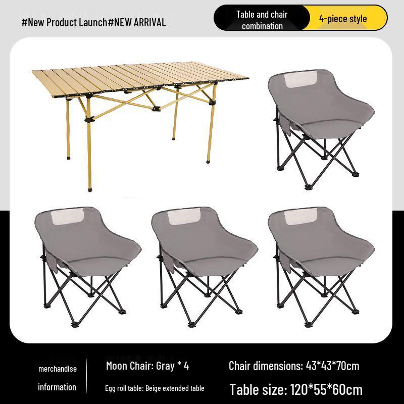 Outdoor Folding Camping Table & High-Back Chair Set