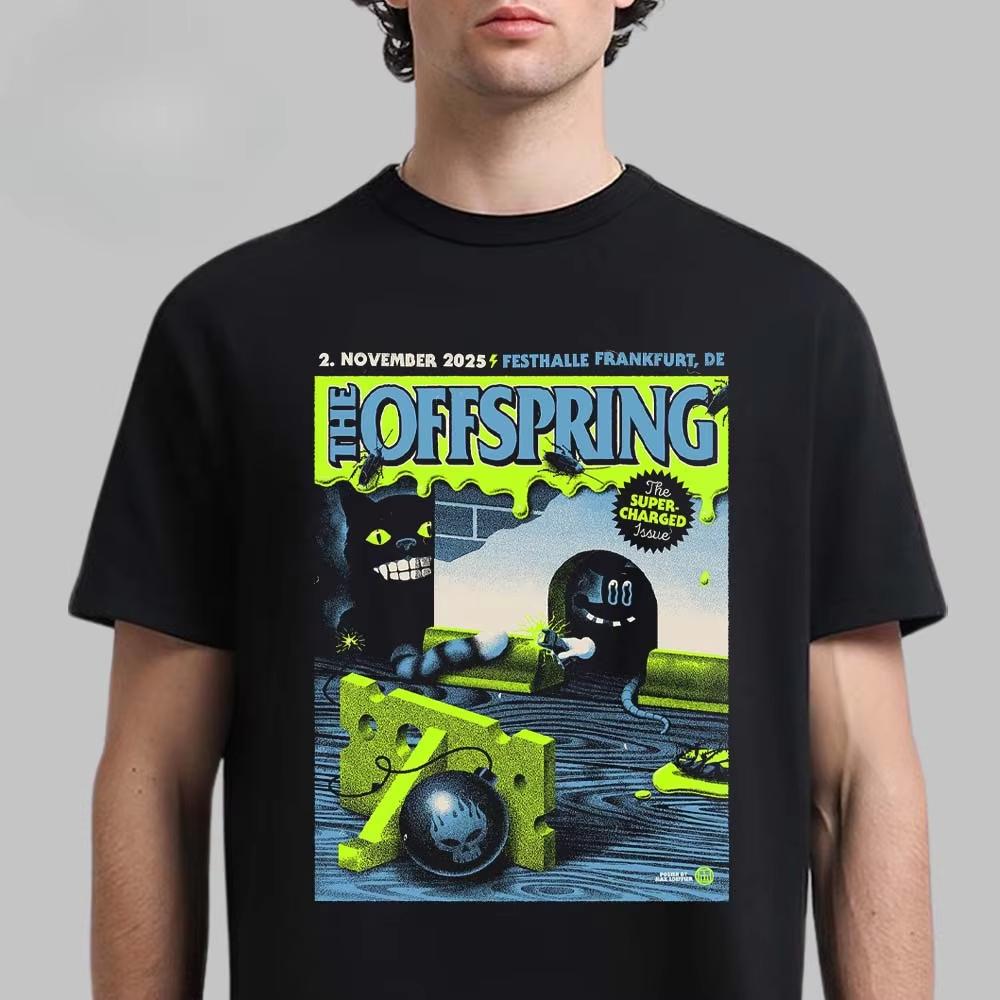 The Offspring Burning Bridge Skull Print Tee Classic Punk Rock Band Streetwear Casual Unisex Top For Fans