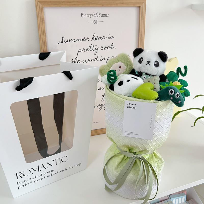 

1Pc Gradient Color Cute Panda Bouquet Holiday Gift Hand Holding Flower Creativity Doll Bouquet Plush S