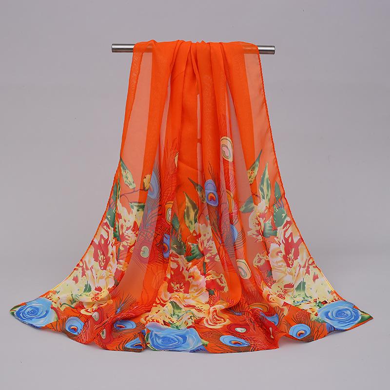 Sciarpa di Seta Chiffon Primavera & Estate: Scialle da donna leggero, stampato e versatile con protezione solare