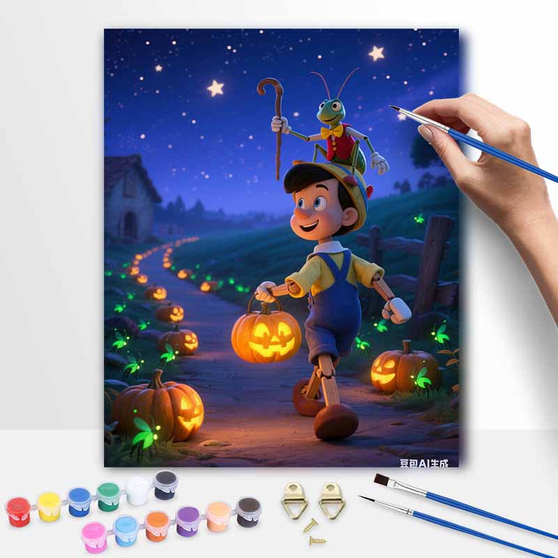 Disney Halloween Pumpkin Night Painting By Numbers Kit Hand Painting Home Decor