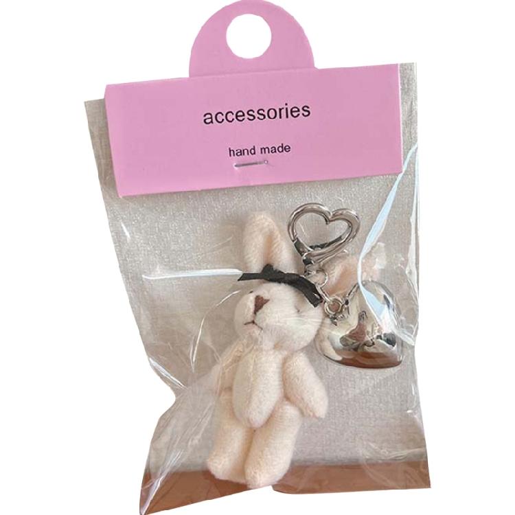Cartoon Rabbits Toy Keyring Plush Bunnys with Heart Pendant Keychain Animal Charm Key Chain Women Girl Bag Accessories
