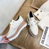 Taglia 35-43, scarpe da donna taglia grande testa quadrata scarpe muffin da donna 41 suola platform versatili stile britannico pelle verniciata stringate mocassini 42