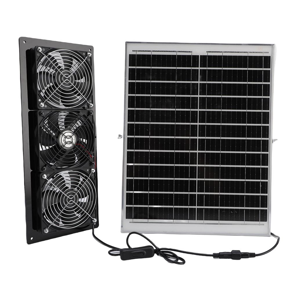 Solar Powered 3 Fan Kit 25W Solar Panel and High Speed Ventilation Fan for Greenhouse Chicken Coop Shed Pet House