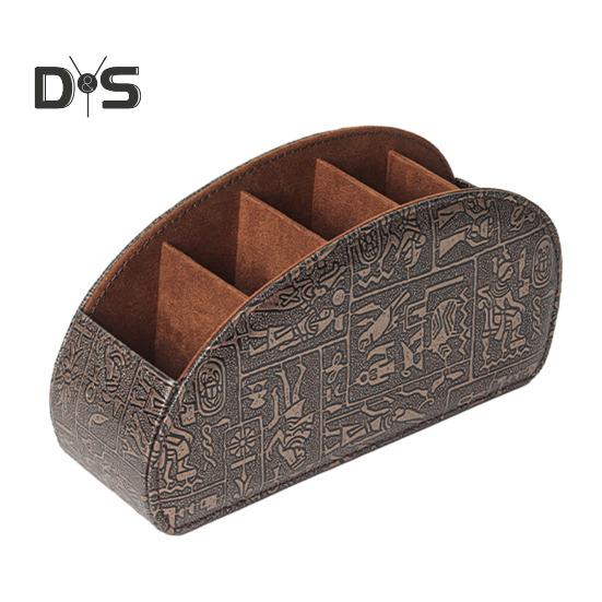 

Ящик для хранения пульта дистанционного управления с 5 отделениями, большой вместимостью, органайзер для хранения пульта дистанционного управления, держатель для ручек темно-коричневого