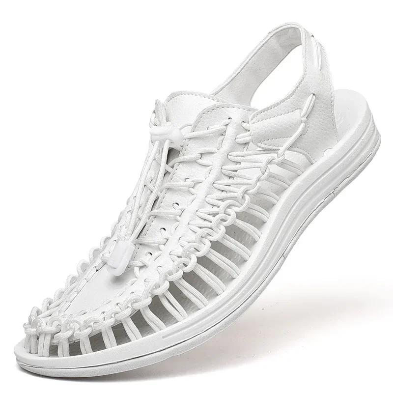 Fashion Men Sandals High Quality Handmade Mens Shoes Summer Soft Non-slip Gladiator Sandals Hiking Beach Platform Sandals Plus Size 48