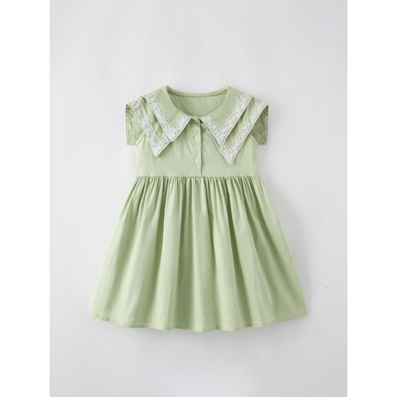 2024 New Summer Cotton Export Children's Dress Girls' Tank Dress Kids' Dress Green School Style Dress Trendy