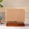 18.79 Cm Square Beige Jute Shade Table Lamp with Wood Base Home Decor, Office, Room, Study Room Decor