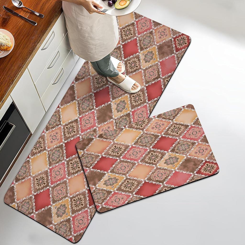 Floral Long Runner Kitchen & Entryway Doormat - Dirt-Resistant Decorative Floor Mat