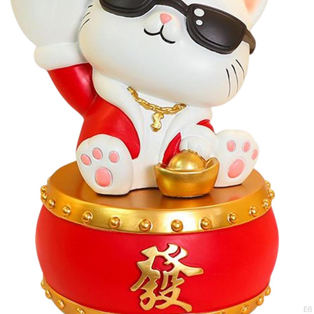 Chinese Style Cat Figurine Key Holder Claws Hand Resin Biscuit Candy Bowl Vanity Tray Bunny Statue