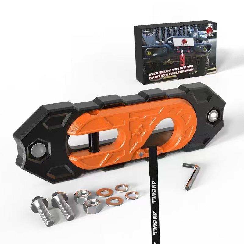 Towing Winch Fairleads with Tow Hook 15T 10 Inch Mount Hole for Synthetic Rope Electric Winch Offroad Vehicle Recovery Accessory